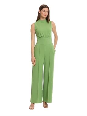 Maggy London Woman | Green Sleeveless Mock Neck Wide Leg Jumpsuit 14W